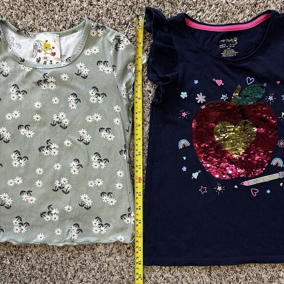 Girls Sz 7/7-8 Set of 2 Tops Cynthia Rowley Jenna & Jessie USA Floral Sequence - Picture 10 of 12